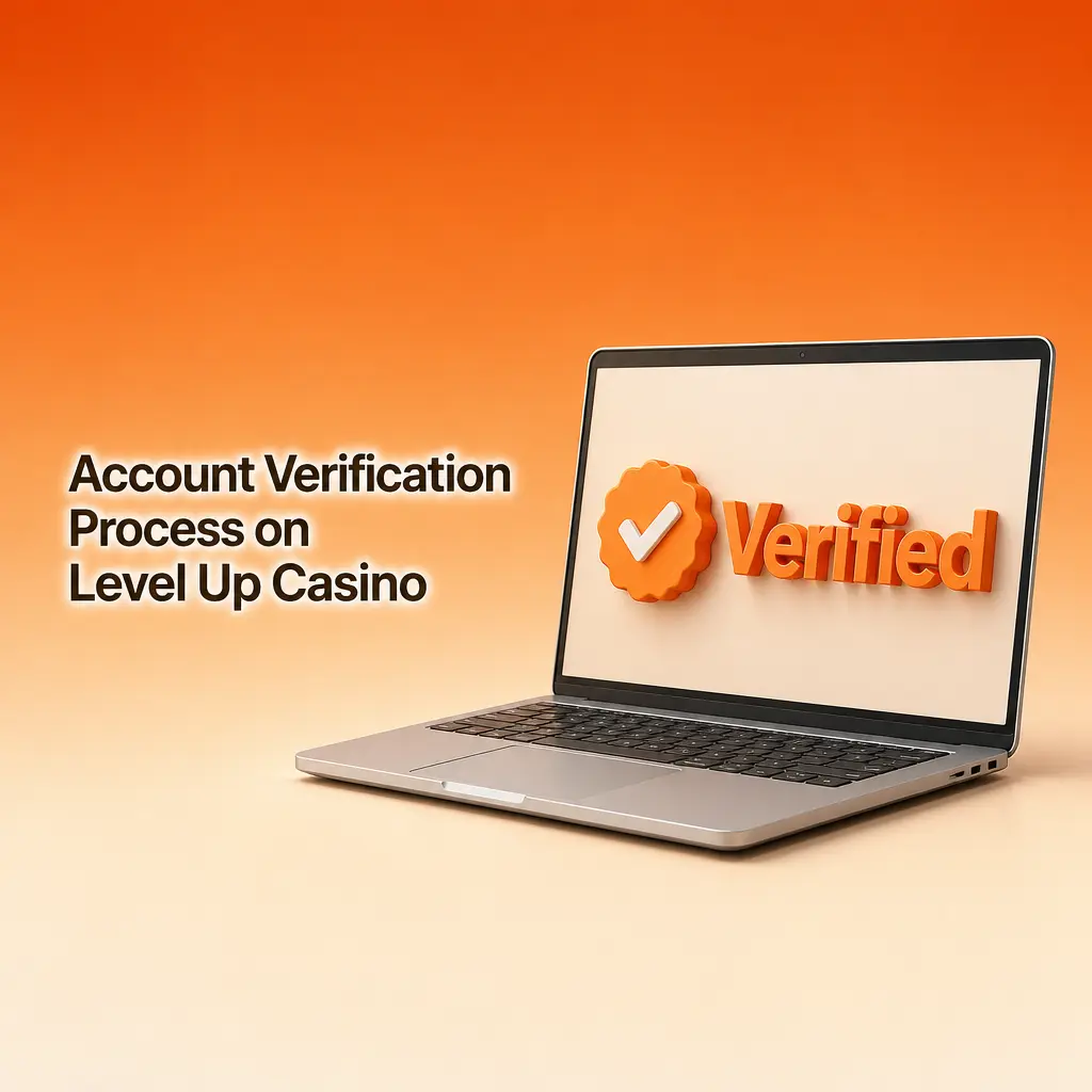 Account verification steps on Level Up Casino showing ID upload, address proof, and payment confirmation for secure withdrawals.