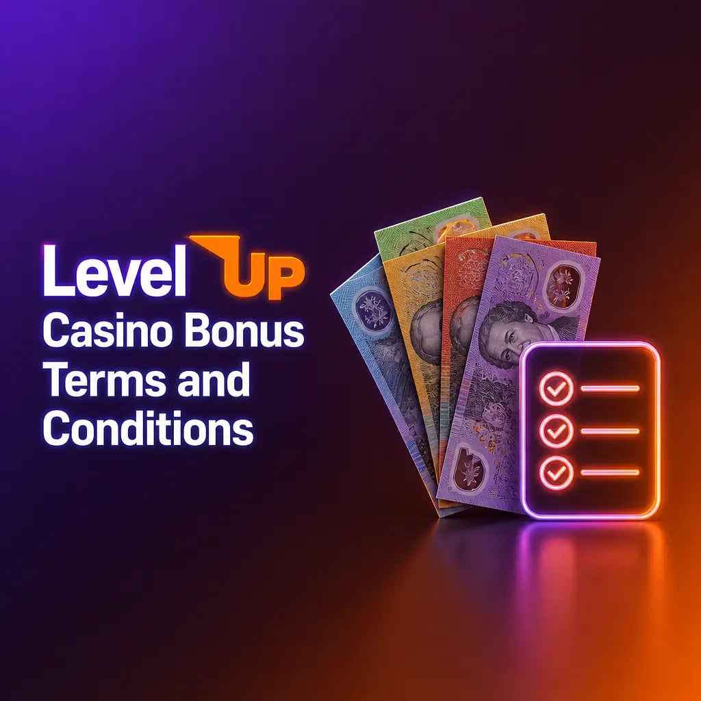Level Up Casino bonus terms and conditions covering wagering requirements, eligibility, bet limits, and withdrawal rules for players.