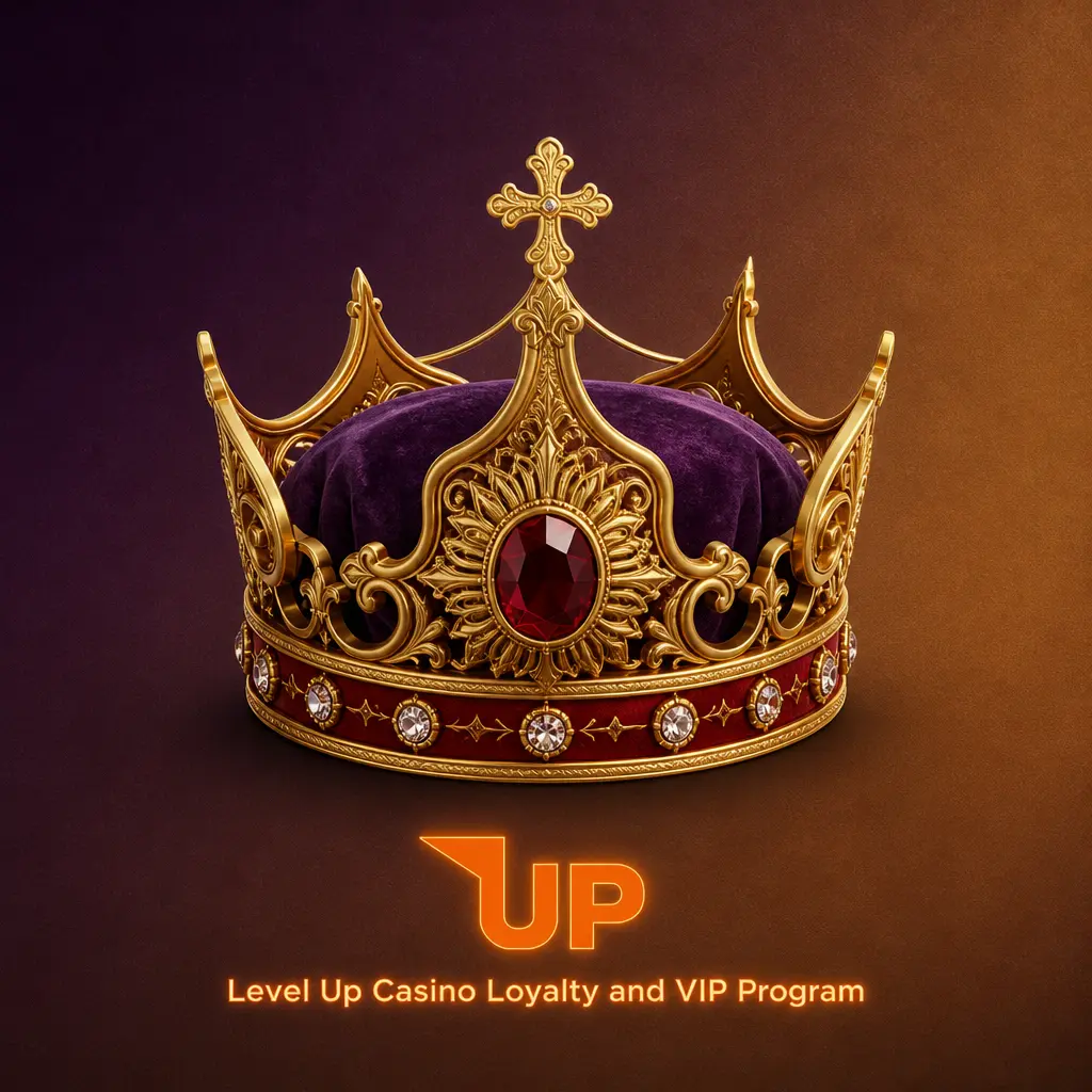 Level Up Casino loyalty program tiers from Bronze to VIP showing cashback rates, free spins, and reward benefits
