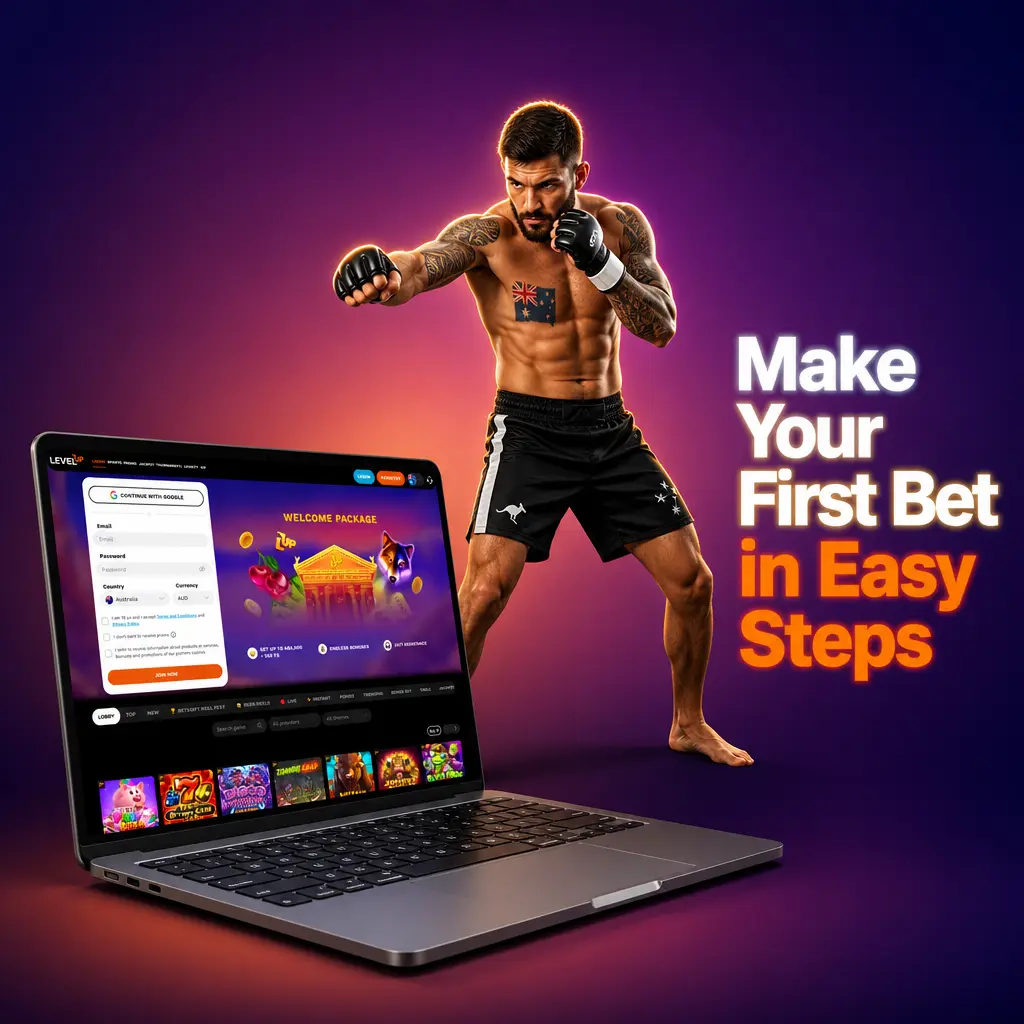 Step-by-step guide to placing your first bet at Level Up Casino, from registration to confirming your stake.