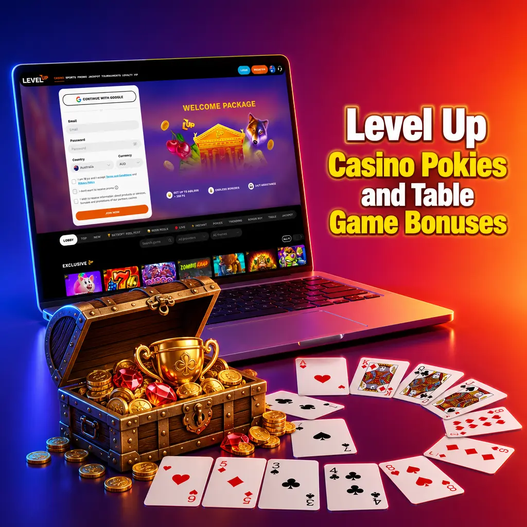 Level Up Casino AUD bonuses: Friday reload, Monday cashback, Wednesday free spins, and monthly pokies tournament for 5000 AUD.