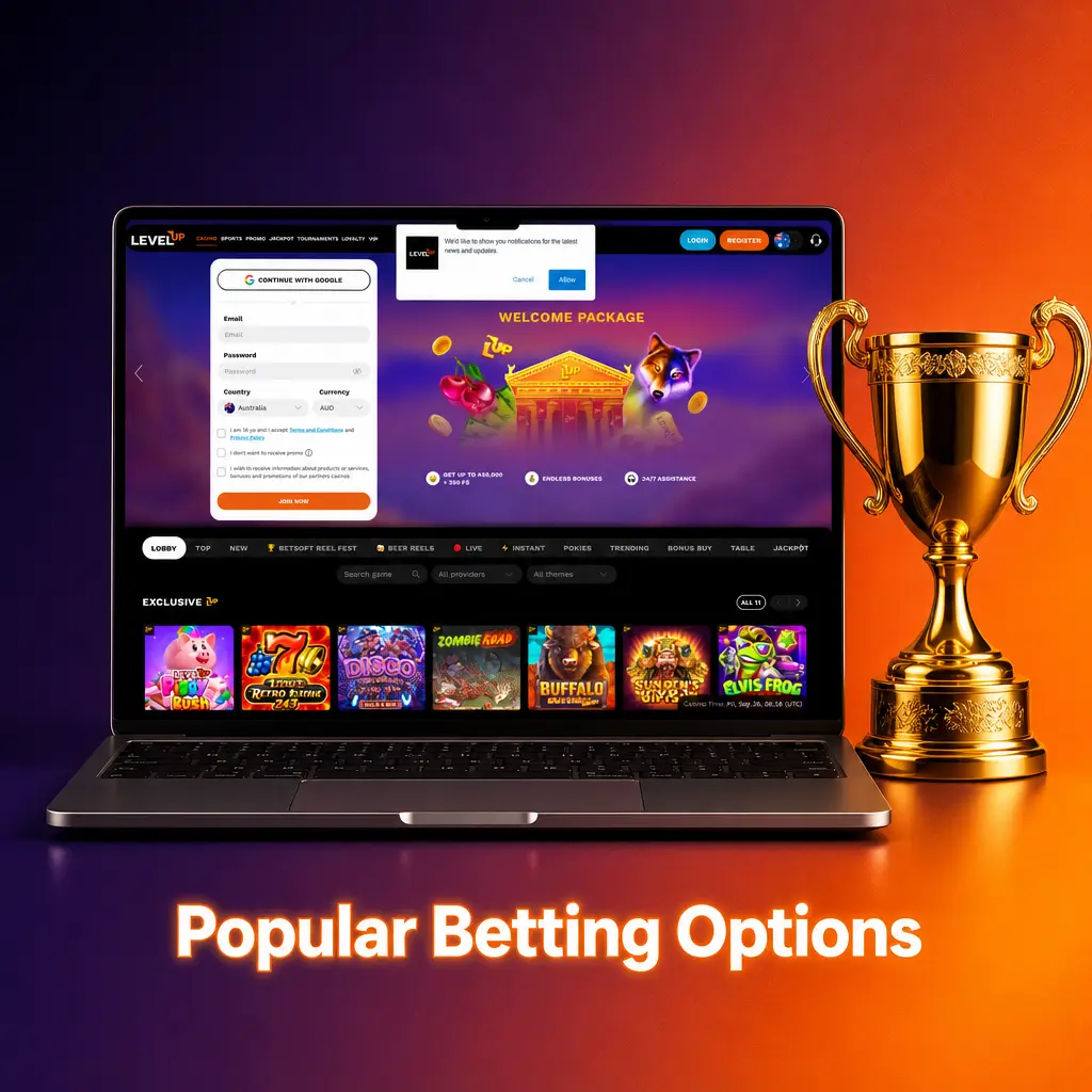 Level Up Casino sportsbook betting options: prematch, live betting, and Bet Builder for combining multiple match markets