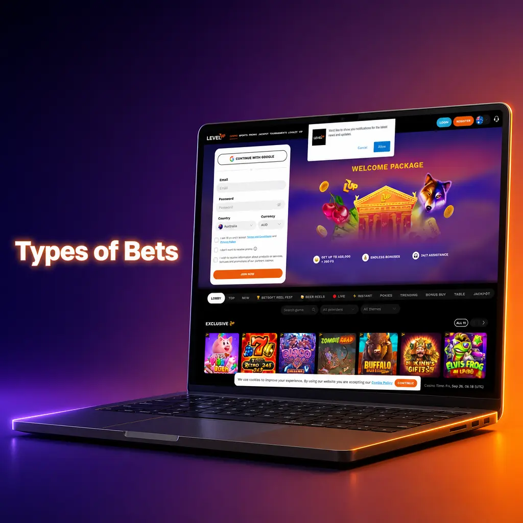 Level Up Casino sportsbook bet types: Single, System, and Express accumulator betting options explained